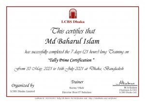 Md Baharul Islam Tally Certificate 1