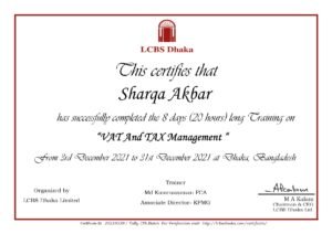 Sharqa Akbar Certificate